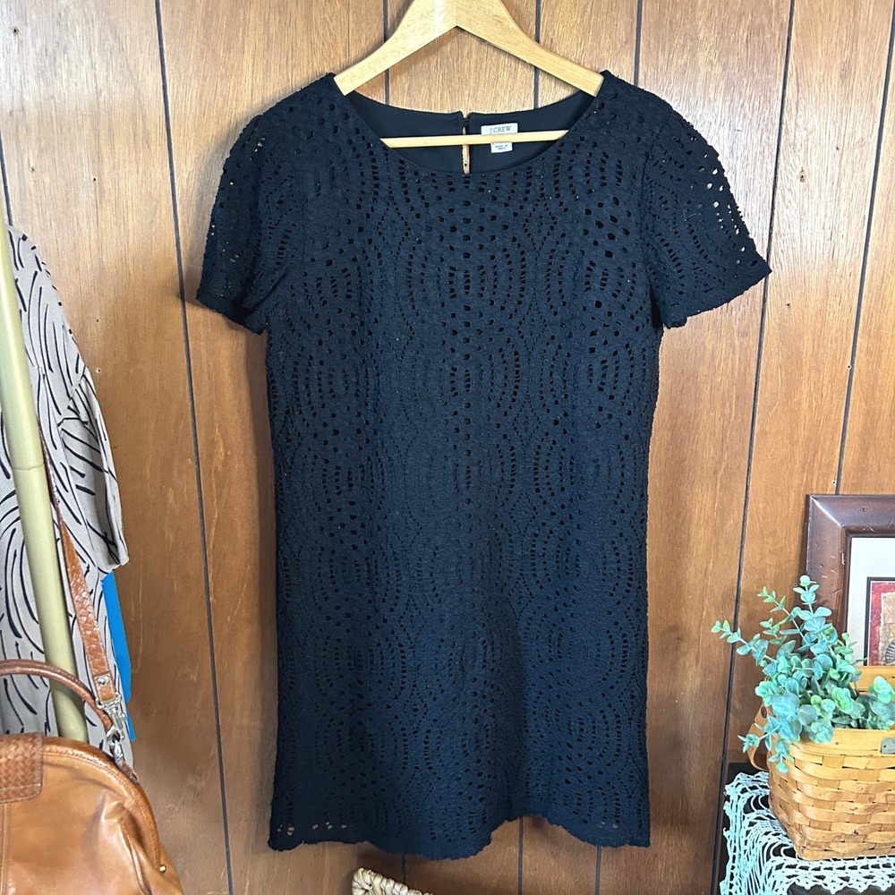 J.Crew Factory Black Lace Short Sleeve‎ Dress Size 10